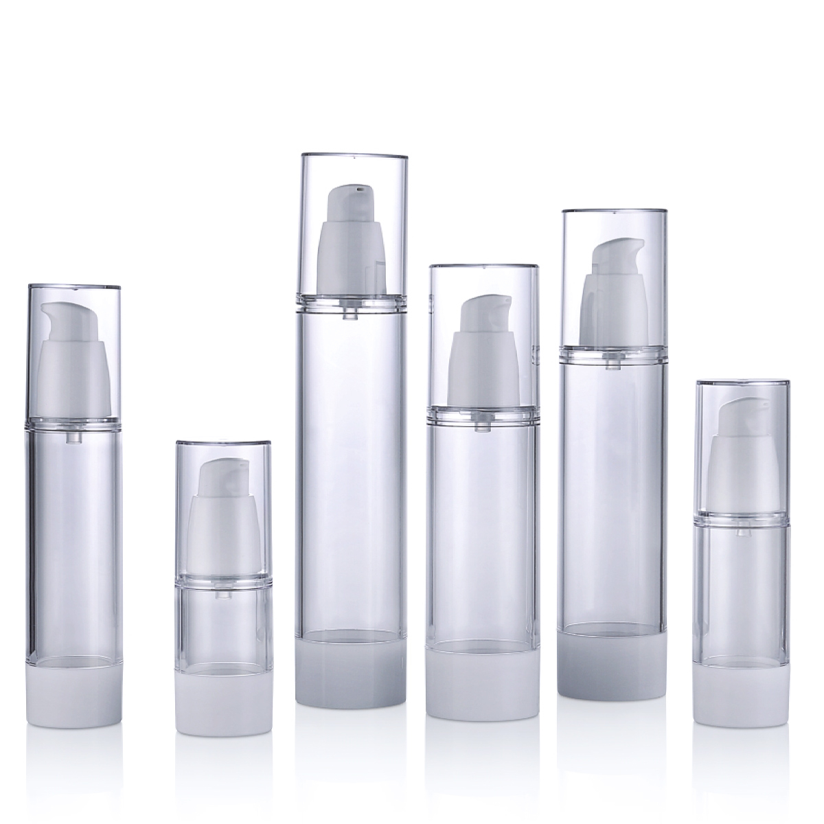 15ml 30ml 50ml 80ml 100ml 120ml refillable plastic cream container clear airless travel alkohol spray sanitizer pump bote l03