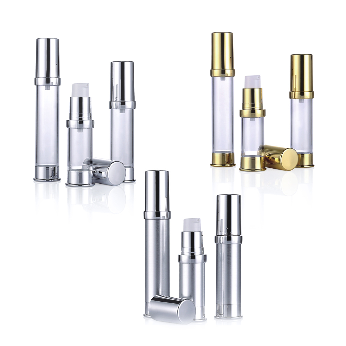 15 ml 20ml 30ml gintong pilak na plastik maliit na losyon airless pump bote para sa sample l09