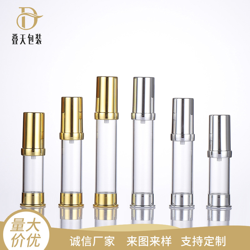 5 10 15ml Gold Silver Bilang Vacuum Lotion Bottle Transparent Spray Sub Bottle Travel Vacuum Bottle